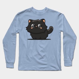 black persian cat cute cartoon Long Sleeve T-Shirt